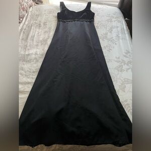 Vintage 90s Black Velvet Beaded Maxi Dress 8 Whimsigoth Vamp Formal Prom Dance